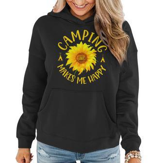 Camping Makes Me Happy Sunflower Camping Women Hoodie - Seseable