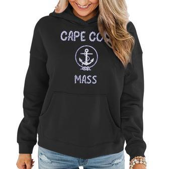 Cape Cod Knot And Anchor With Rope Letters Navy Blue Women Hoodie | Mazezy