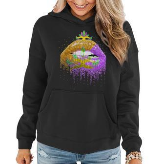 Carnival Party Costume Masquerade Lips Mardi Gras Women Hoodie - Seseable