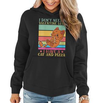 Cat And Pizza Italian Food Pizzaholics Pizza Lover Women Hoodie | Mazezy