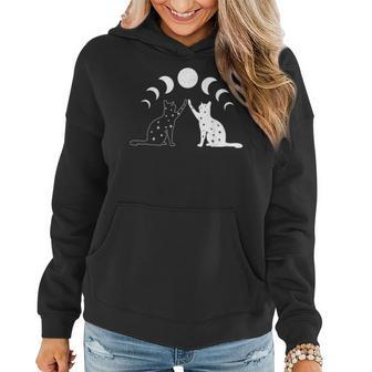 Cat Moon Vintage Witchy Cat Lovers And Celestial Enthusiasts Women Hoodie | Mazezy