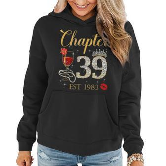 Chapter 39 Years Est 1983 39Th Birthday Red Rose Wine Crown Women Hoodie - Seseable
