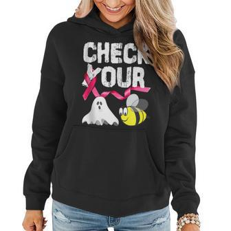 Check Your Boo Bees Breast Cancer Awareness Halloween Women Hoodie - Monsterry