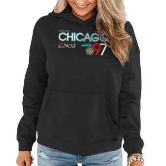 Chicago City Flag Downtown Skyline Chicago 3 Women Hoodie - Monsterry CA