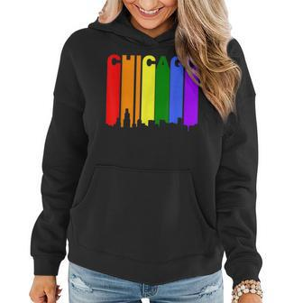 Chicago Illinois Lgbtq Gay Pride Rainbow Skyline Women Hoodie | Mazezy