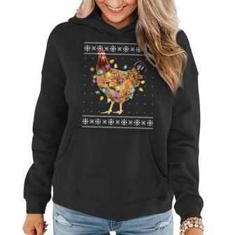 Chicken Christmas Tree Lights Ugly Christmas Sweater Women Hoodie | Mazezy