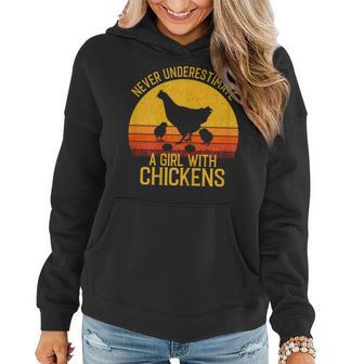 Chicken Never Underestimate A Girl With Chickens Women Hoodie - Monsterry
