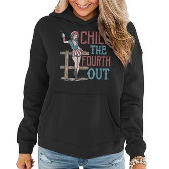 Chill The Fourth Out Retro Cowgirl Western 4Th Of July Women Women Hoodie | Mazezy