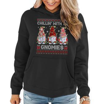 Chillin With My Gnomies Ugly Christmas Sweaters Pajama Xmas Women Hoodie | Mazezy
