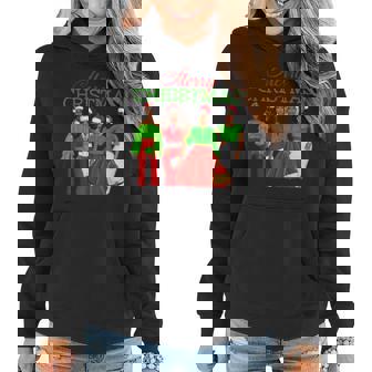 Christmas Black African American Santa Hat Pajama Women Hoodie - Thegiftio