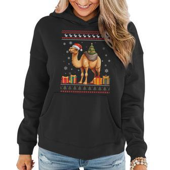 Christmas Camel Santa Hat Ugly Christmas Sweater Women Hoodie - Monsterry