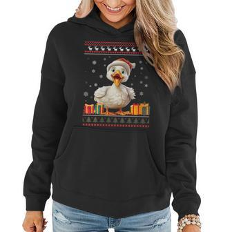 Christmas Goose Santa Hat Ugly Christmas Sweater Women Hoodie - Monsterry DE