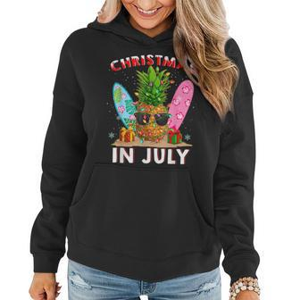 Christmas In July Pineapple Surf Santa Summer Tree Summer Funny Gifts Women Hoodie | Mazezy