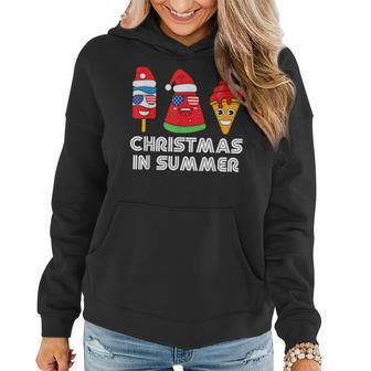Christmas In Summer Santa Claus Party Beach Summer Vacation Women Hoodie - Seseable