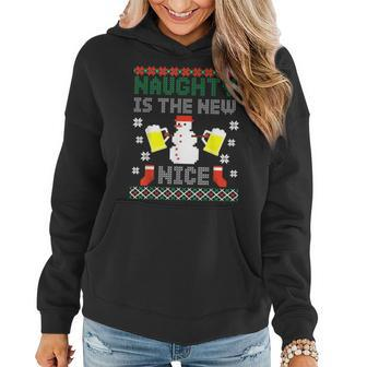 Christmas Naughty Beer Ugly Christmas Sweater Women Hoodie - Monsterry UK