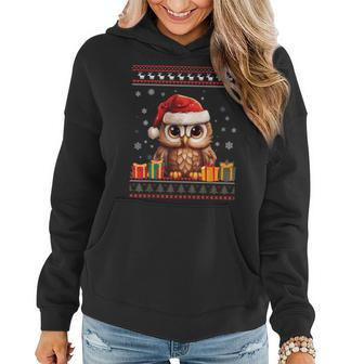Christmas Owl Santa Hat Ugly Christmas Sweater Women Hoodie | Seseable UK