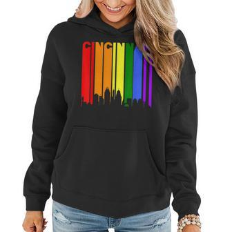 Cincinnati Ohio Lgbtq Gay Pride Rainbow Skyline Women Hoodie | Mazezy