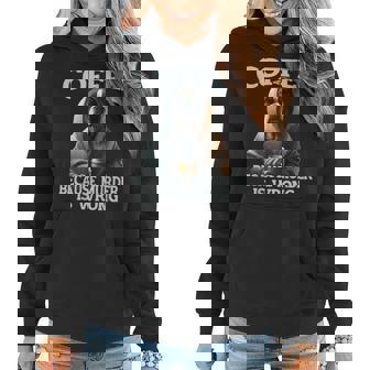 Coffee Because Murder Is Wrong Sarcastic Boxer Dog Grumpy Women Hoodie - Monsterry