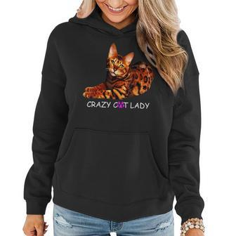 Colorful Crazy Bengal Cat Lady Funny Kitty Kitten Lover Gift Women Hoodie | Mazezy UK