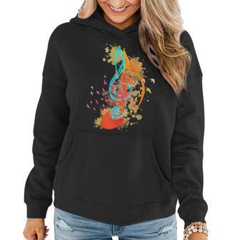 Colorful Treble Clef Music Theory Musician Teacher Birds Women Hoodie - Seseable