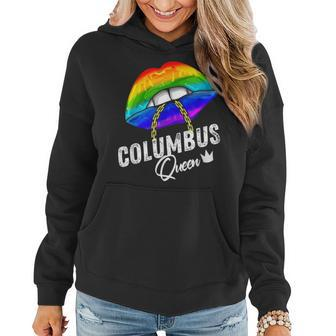 Columbus Queen Lgbtq Gay Pride Rainbow Flag American City Women Hoodie | Mazezy