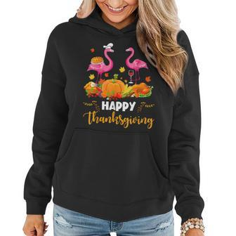 Cool Happy Thanksgiving Flamingo Drinking Wine Lover Gifts Women Hoodie | Mazezy