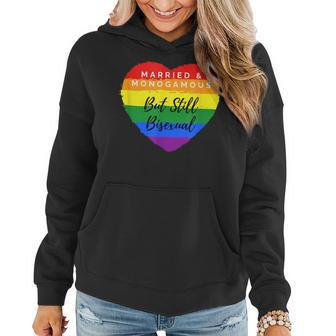 Cool Pride Married But Still Bisexual Rainbow Heart Women Hoodie | Mazezy