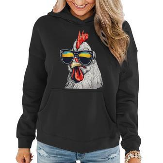 Cool Rooster Wearing Sunglasses Retro Vintage Chicken Women Hoodie | Mazezy