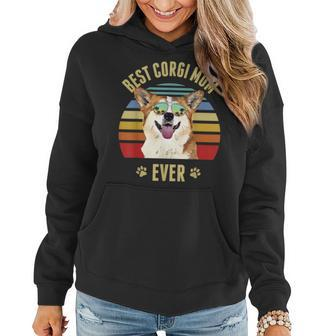 Corgi Best Dog Mom Ever Retro Sunset Beach Vibe Women Hoodie | Mazezy
