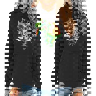 Corgi Riding T Rex Dinosaur Funny Space Galaxy Rainbow Welsh Women Hoodie | Mazezy