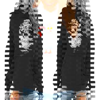 Crazy Chicken Lady Scary Halloween Mummy Riding A Chicken Women Hoodie | Mazezy