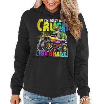 Crush 1St Grade Dinosaur Monster Truck Back To School Boys Women Hoodie - Thegiftio UK