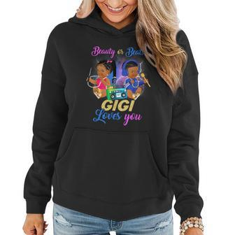 Cute Beauty Or Beat Gigi Loves You -Gender Reveal Party Women Hoodie | Mazezy