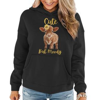 Cute Cow-Moody Cow Lovers Farm Cowgirl Baby Cow An Sunflower Women Hoodie - Seseable