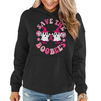 Cute Ghost Save The Boobees Breast Cancer Boo Bees Halloween Women Hoodie - Seseable