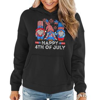 Cute Gnomes Us American Flag Patriotic Funny 4Th Of July Women Hoodie - Monsterry CA