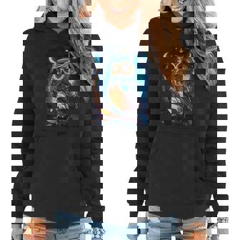Cute Owl Celestial Elements Illustration Women Hoodie - Seseable