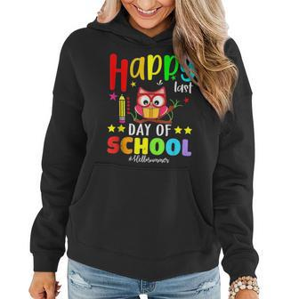 Cute Owl Happy Last Day Of School Teacher Student Graduation Women Hoodie | Mazezy