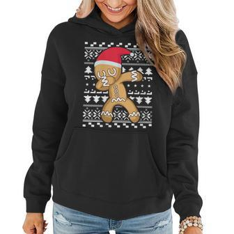 Dabbing Gingerbread Man Ugly Christmas Sweater Women Hoodie | Mazezy