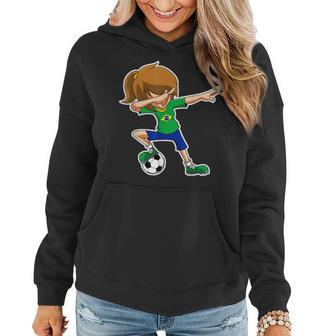 Dabbing Soccer Girl Brazil Brazilian Flag Jersey Women Hoodie | Mazezy