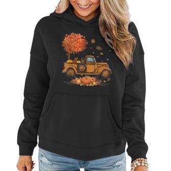 Dachshund Pumpkins Truck Autumn Leaf Fall Thanksgiving Fall Thanksgiving Women Hoodie | Mazezy