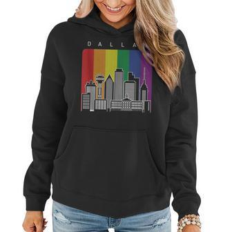 Dallas Texas City Skyline Lgbt Rainbow Flag Gay Pride Women Hoodie | Mazezy