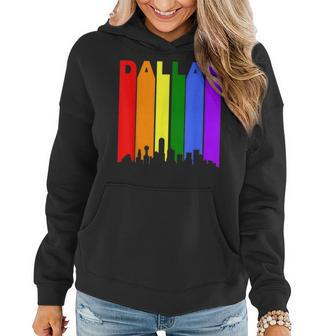 Dallas Texas Downtown Rainbow Skyline Lgbt Gay Pride Women Hoodie | Mazezy