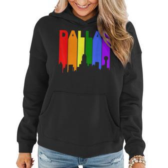 Dallas Texas Lgbtq Gay Pride Rainbow Skyline Women Hoodie | Mazezy
