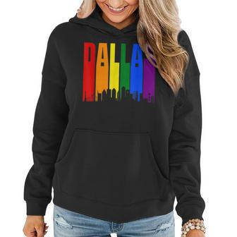 Dallas Texas Skyline Lgbtq Gay Pride Rainbow Women Hoodie | Mazezy