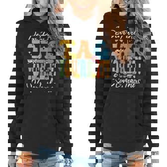 Dear Parents Tag Youre It Love Teachers Groovy Teacher Women Hoodie | Mazezy