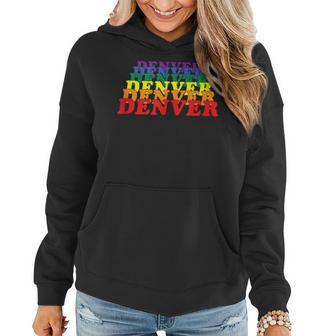 Denver City Gay Pride Rainbow Word Design Women Hoodie | Mazezy