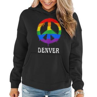 Denver Colorado Lgbtq Gay Pride Lgbt Rainbow Groovy Women Hoodie | Mazezy