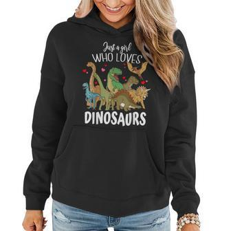 Dinosaur Just A Girl Who Loves Dinosaurs T-Rex Brachiosaurus Women Hoodie - Seseable