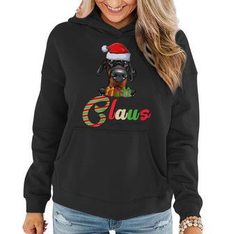 Doberman Pinscher Claus Dog Santa Hat Ugly Christmas Sweater Women Hoodie - Monsterry CA